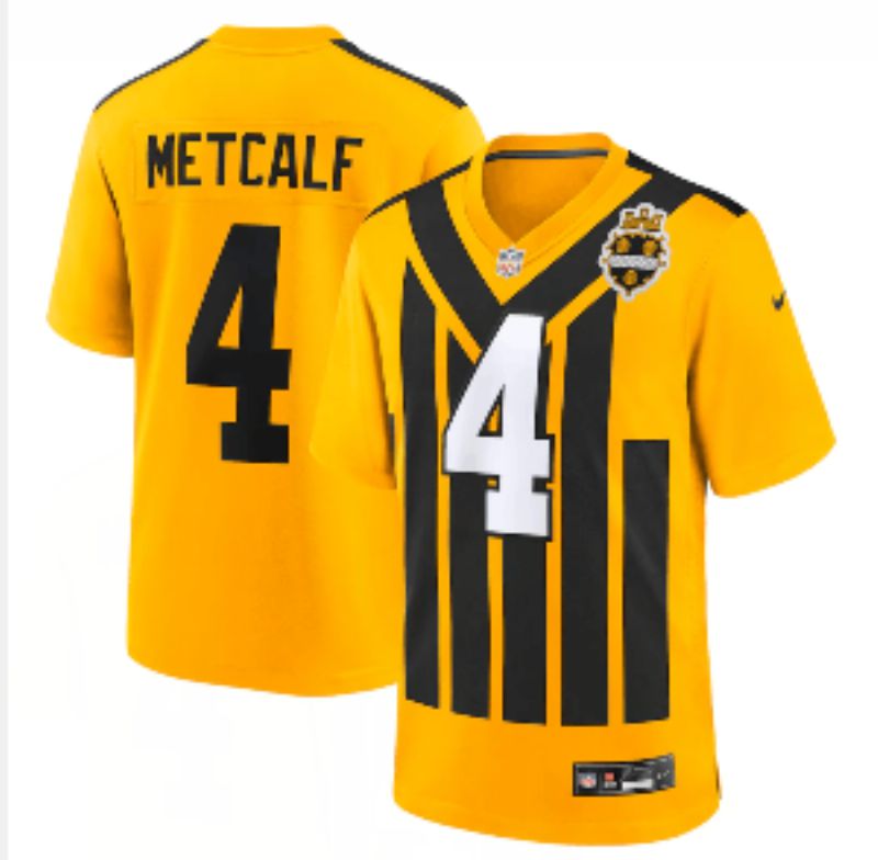 Men 2025 Pittsburgh Steelers #4 Metcalf Yellow Retro Nike Limited NFL Jersey style 05->pittsburgh steelers->NFL Jersey
